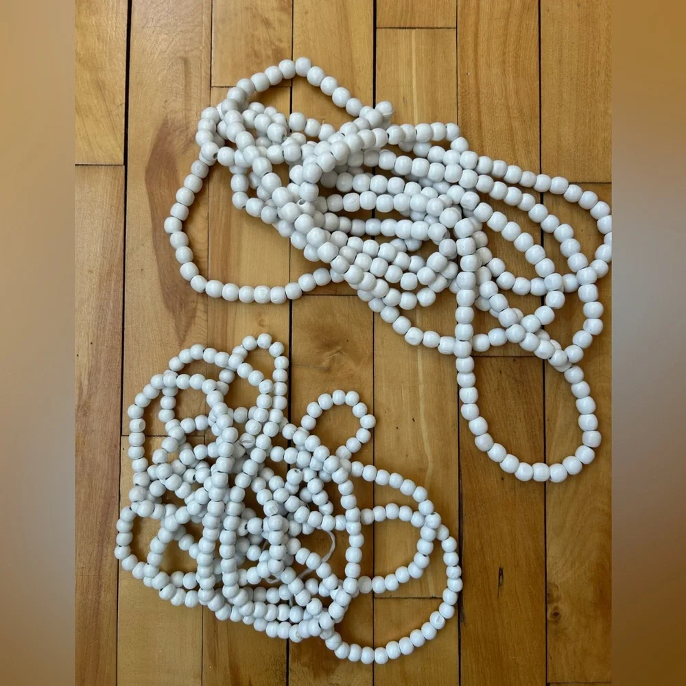 Vintage White Beads Strands Christmas Garland Small Large 274 Inches